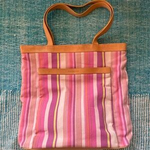 Jones New York Pink Striped Tote Bag
